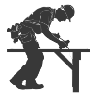 AI generated Silhouette carpenter in action black color only full body png