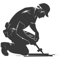 AI generated Silhouette carpenter in action black color only full body png