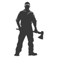 AI generated Silhouette carpenter with ax black color only full body png