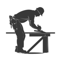 AI generated Silhouette carpenter in action black color only full body png