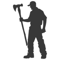 AI generated Silhouette carpenter with ax black color only full body png