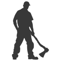 AI generated Silhouette carpenter with ax black color only full body png