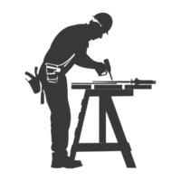 AI generated Silhouette carpenter in action black color only full body png