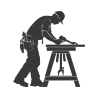 AI generated Silhouette carpenter in action black color only full body png