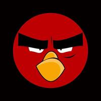 Angry bird with red face and yellow beak vector