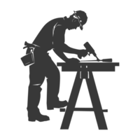 AI generated Silhouette carpenter in action black color only full body png