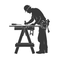 AI generated Silhouette carpenter in action black color only full body png