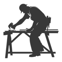 AI generated Silhouette carpenter in action black color only full body png