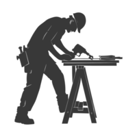 AI generated Silhouette carpenter in action black color only full body png