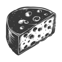 ai generato silhouette formaggio nero colore solo png