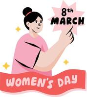 International Women's Day March 8 Girl Power Set Illustration Vector