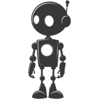 AI generated Silhouette cute robot black color only full body png