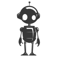 AI generated Silhouette cute robot black color only full body png