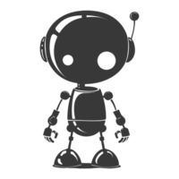 AI generated Silhouette cute robot black color only full body png