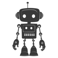 AI generated Silhouette cute robot black color only full body png