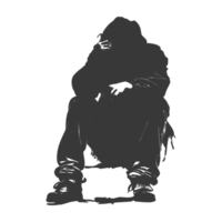 AI generated Silhouette homeless black color only full body png