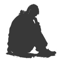 AI generated Silhouette homeless black color only full body png