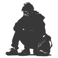 AI generated Silhouette homeless black color only full body png