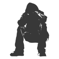 AI generated Silhouette homeless black color only full body png