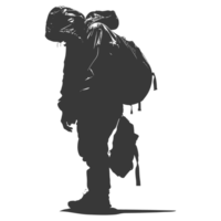 AI generated Silhouette homeless black color only full body png