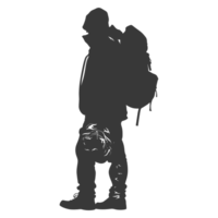 AI generated Silhouette homeless black color only full body png