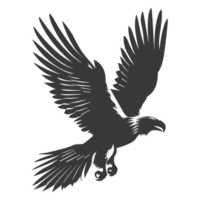 AI generated Silhouette eagle animal fly black color only full body png