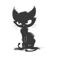 AI generated Silhouette cute cat zombie black color only full body png