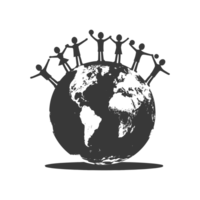 AI generated Silhouette illustration for celebrating international earth day black color only png