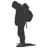 AI generated Silhouette homeless black color only full body png