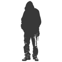 AI generated Silhouette homeless black color only full body png