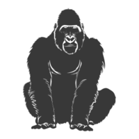 ai generiert Silhouette Gorilla Tier schwarz Farbe nur voll Körper png