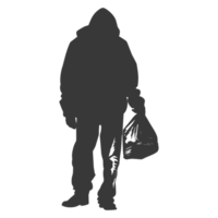 AI generated Silhouette homeless black color only full body png