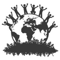 AI generated Silhouette illustration for celebrating international earth day black color only png