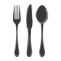 AI generated Silhouette Cutlery Collection Set black color only png