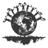 AI generated Silhouette illustration for celebrating international earth day black color only png