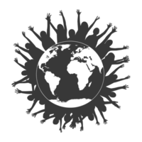 AI generated Silhouette illustration for celebrating international earth day black color only png