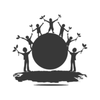 AI generated Silhouette illustration for celebrating international earth day black color only png