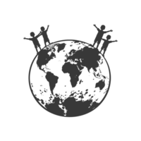 ai généré silhouette illustration pour célébrer international Terre journée noir Couleur seulement png