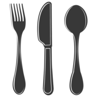 AI generated Silhouette Cutlery Collection Set black color only png