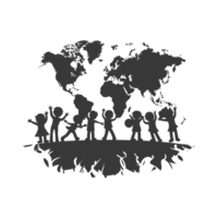 AI generated Silhouette illustration for celebrating international earth day black color only png