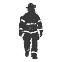 AI generated Silhouette firefighter wearing safety equipment black color only png