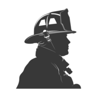 AI generated Silhouette firefighter wearing safety equipment black color only png