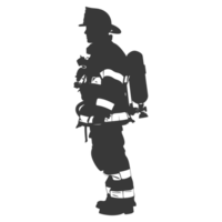 AI generated Silhouette firefighter wearing safety equipment black color only png