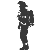 AI generated Silhouette firefighter wearing safety equipment black color only png