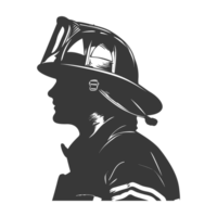 AI generated Silhouette firefighter wearing safety equipment black color only png