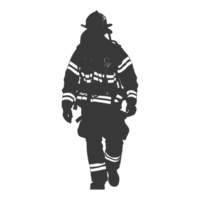 AI generated Silhouette firefighter wearing safety equipment black color only png