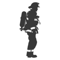 AI generated Silhouette firefighter wearing safety equipment black color only png