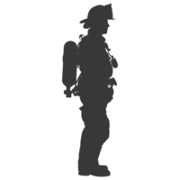 AI generated Silhouette firefighter wearing safety equipment black color only png