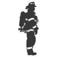 AI generated Silhouette firefighter wearing safety equipment black color only png