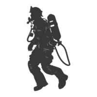 AI generated Silhouette firefighter wearing safety equipment black color only png